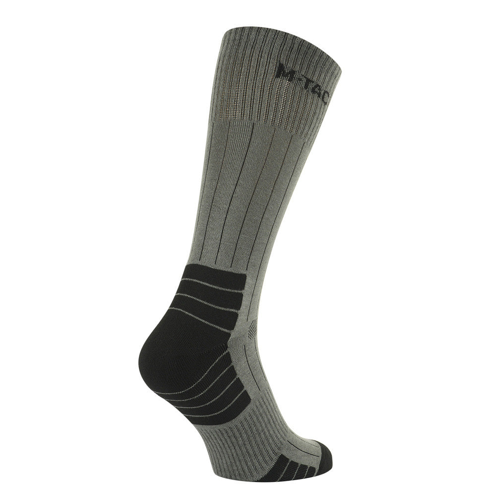 M-Tac Tactical Ranger mid calf socks in a camouflage pattern, designed for durability and comfort in outdoor activities.