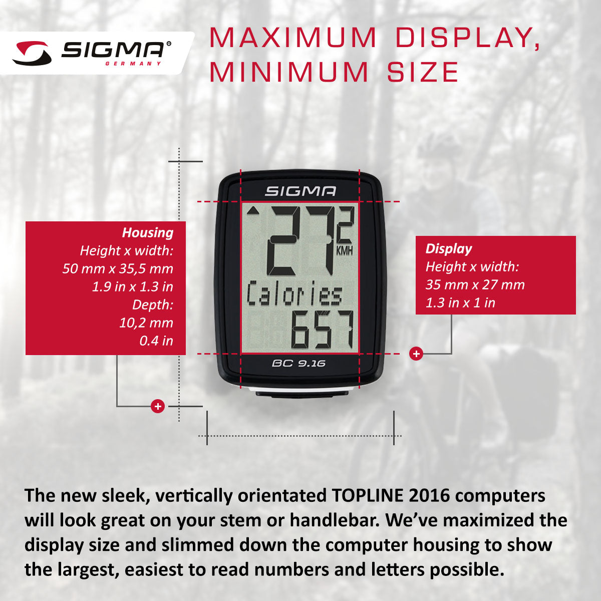 ZEITBIKE SIGMA BC 9.16 ATS bicycle computer with analogue wireless display showing speed and mode on a bike handlebar