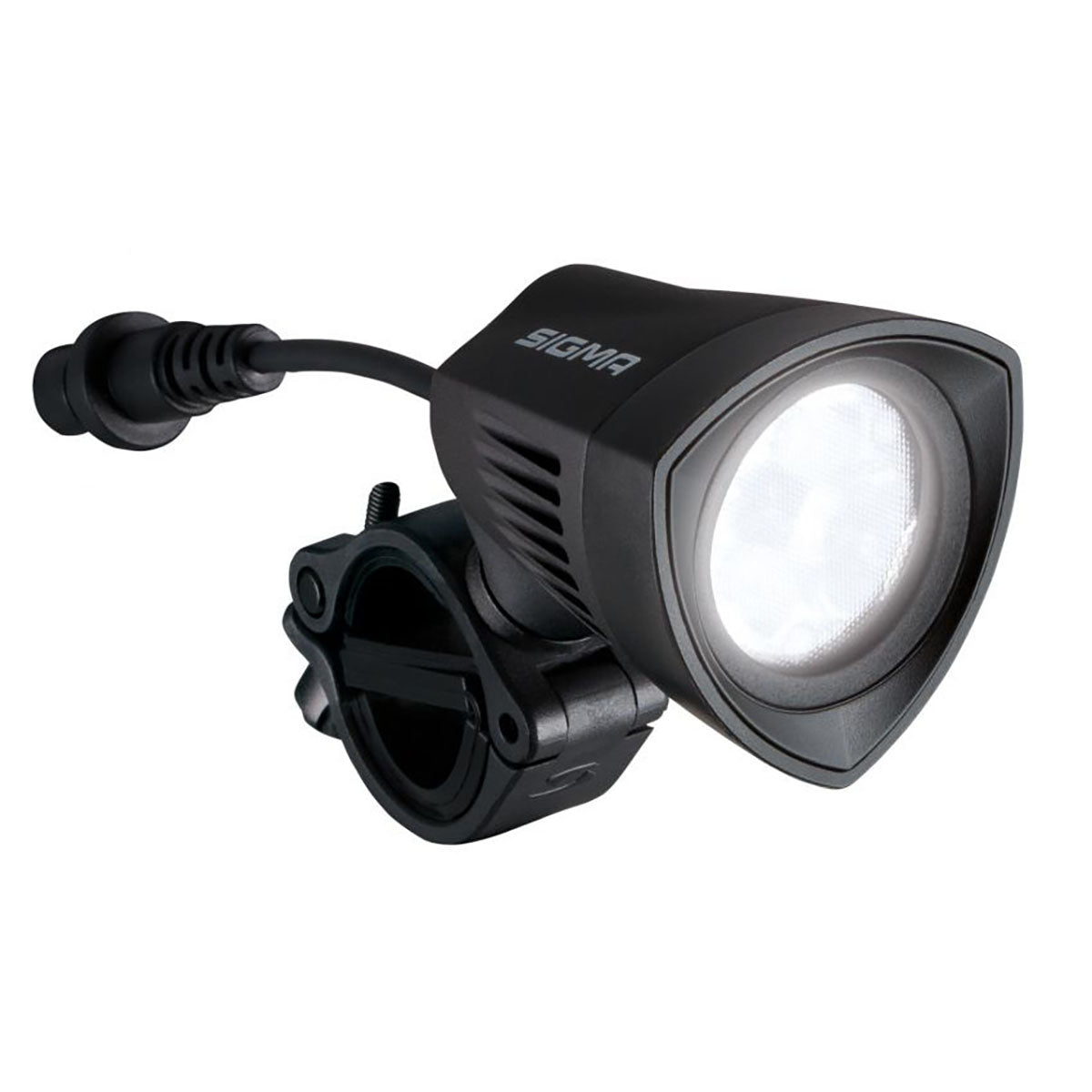 ZEITBIKE SIGMA Light BUSTER 2000 bicycle power light mounted on a bike, showing its bright LED front for nighttime visibility.