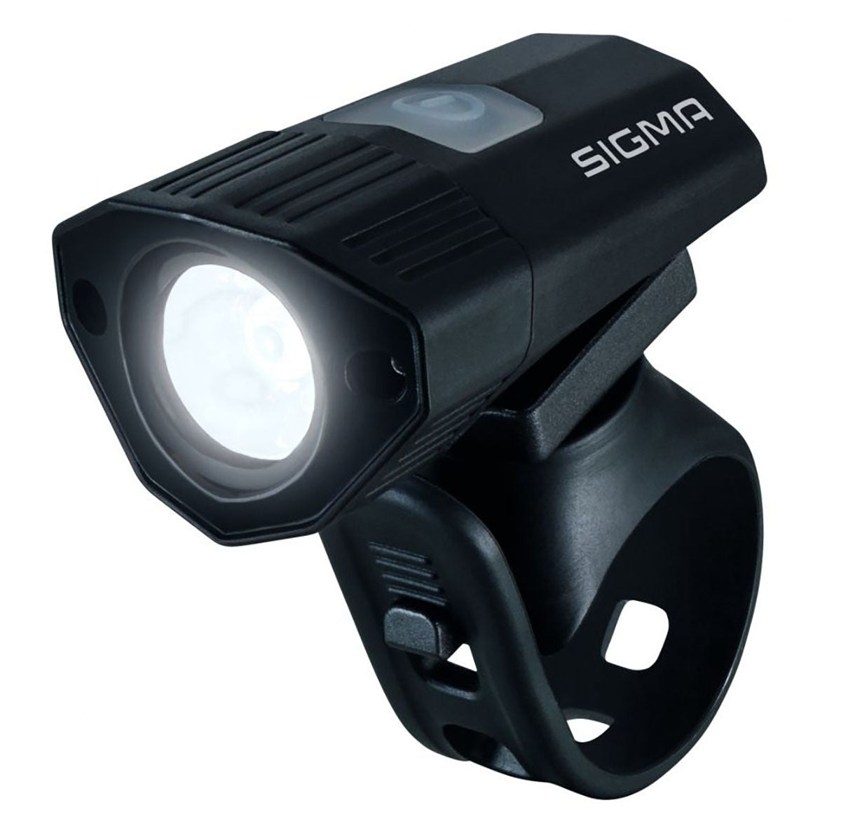 ZEITBIKE SIGMA Light BUSTER 100 bicycle power light with optional NUGGET II flash, mounted on a bicycle handlebar.