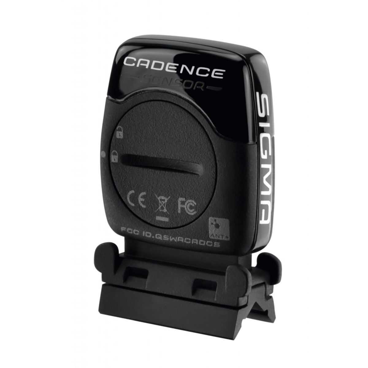 ZEITBIKE Sigma ANT+ Cadence Transmitter for cyclecomputers, small black device with attached sensor clip.