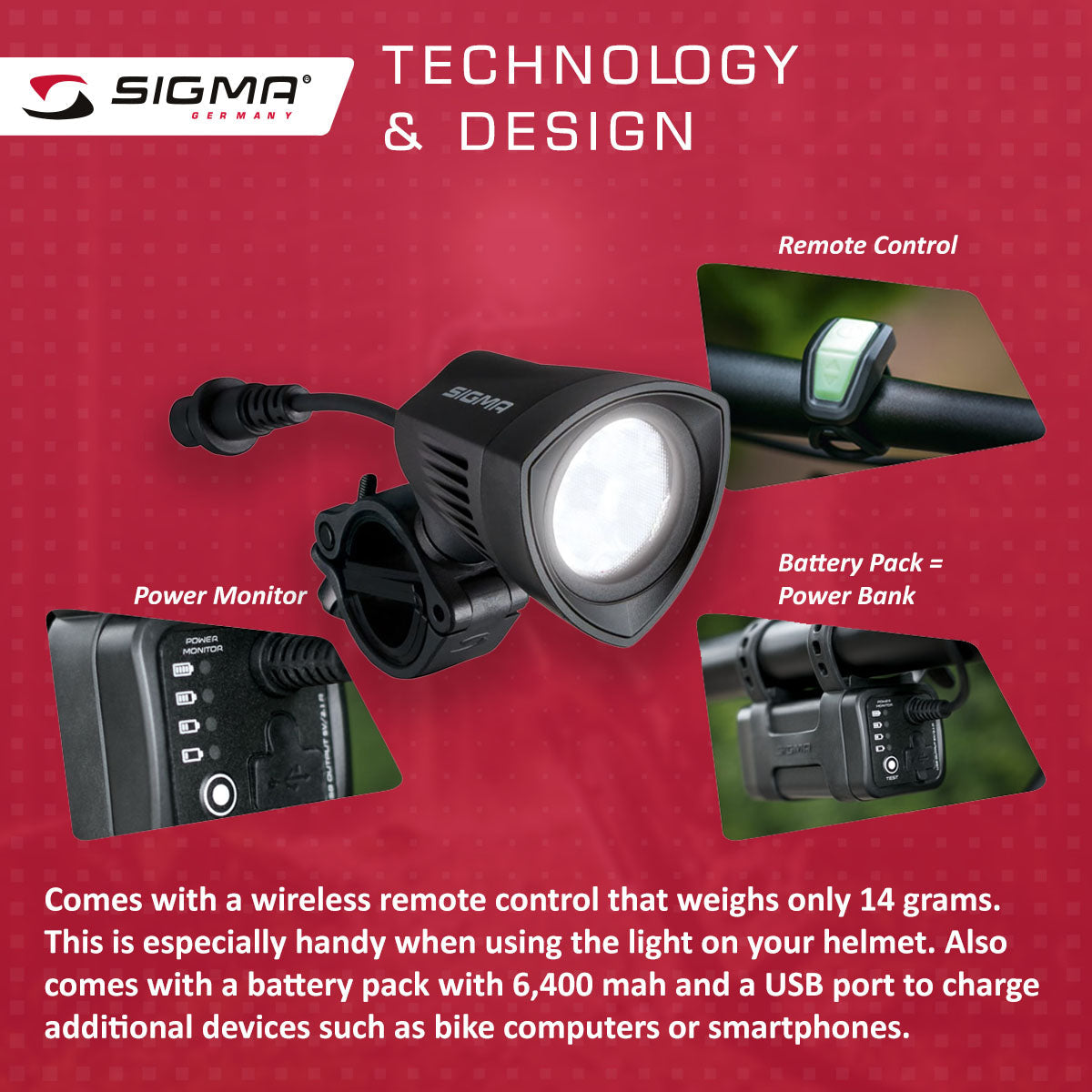 ZEITBIKE SIGMA Light BUSTER 2000 bicycle light mounted on a bike, showing bright LED beam for nighttime visibility.