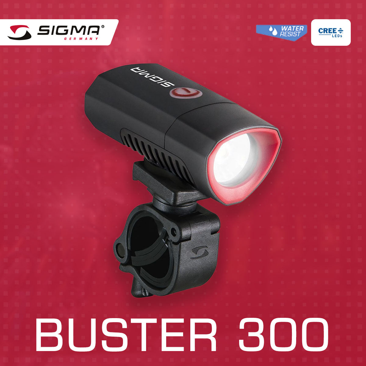 ZEITBIKE SIGMA Light BUSTER 300 bicycle power light with optional Nugget II flash mounted on a bike handlebar.