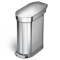 Stainless steel 12-gallon narrow kitchen trash can with easy step-on lid by HomePacific, featuring a sleek, compact design for modern kitchens.