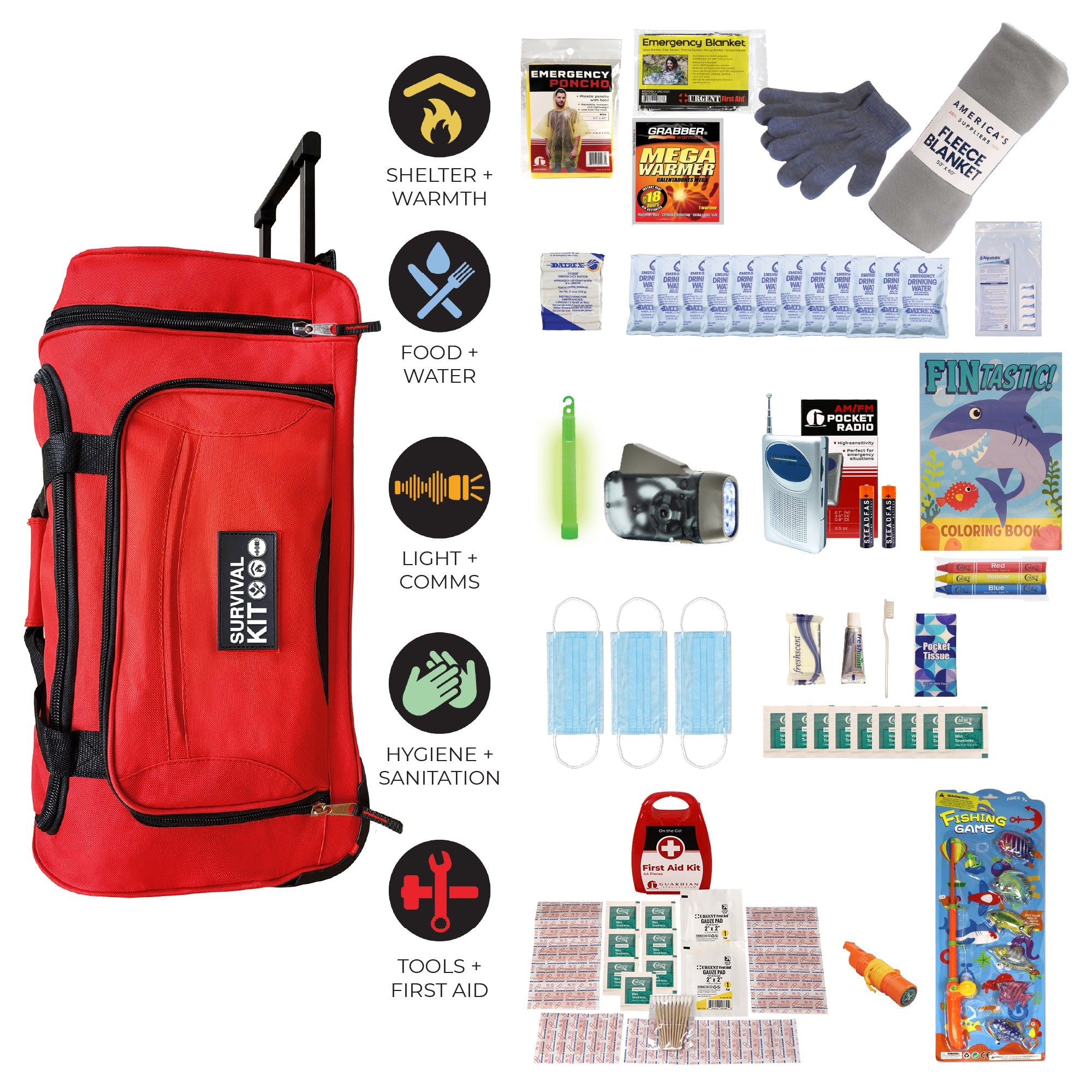 Children's Survival Kit with Rugged Telescoping Rolling Bag - OVERLANDERS Outfitter