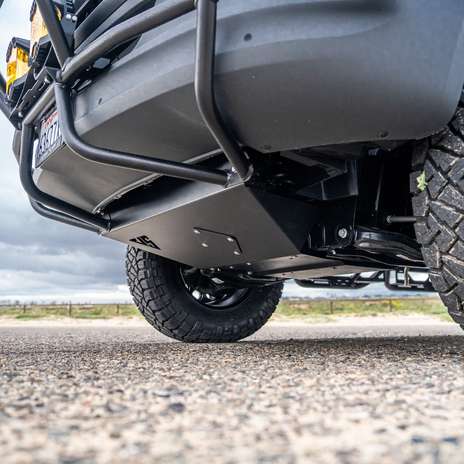 VanSpeed DIY Sprinter skid plate showcasing durable design and protective features for off-road adventures.