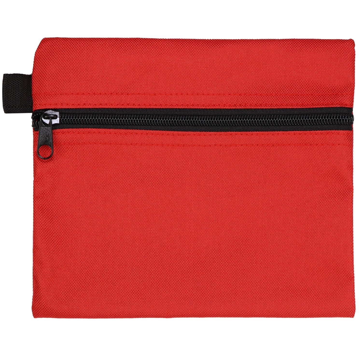 Red durable mini zipper bag from quakekits.com, compact survival pouch with zipper closure, ideal for small essentials.