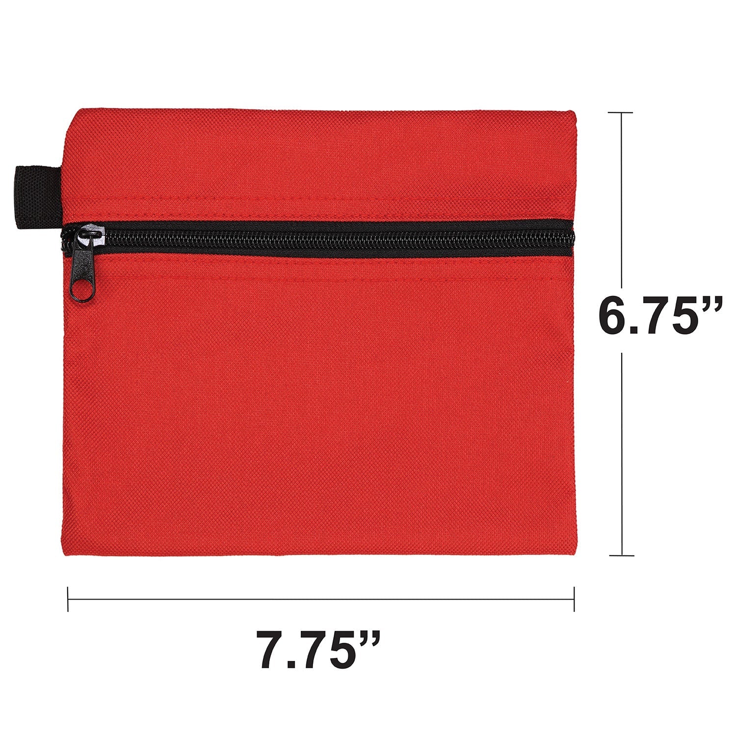 Red durable mini zipper bag from QuakeKits, a compact survival pouch with a sturdy zipper, ideal for storage and organization.