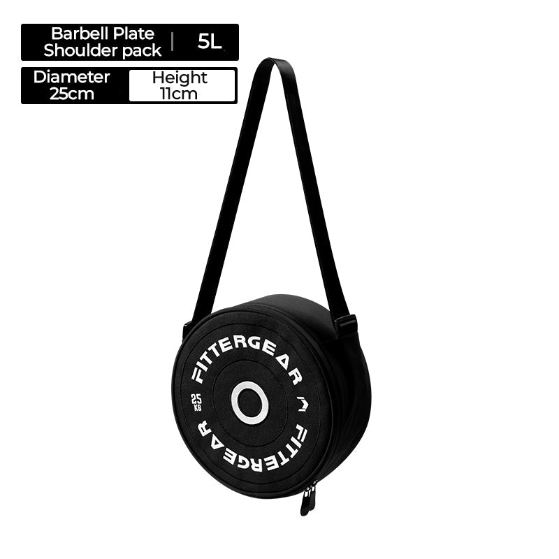 Barbell-shaped gym bag by Bean's Moto Booth designed as a motorcycle-themed storage bag with sturdy straps and detailed design.