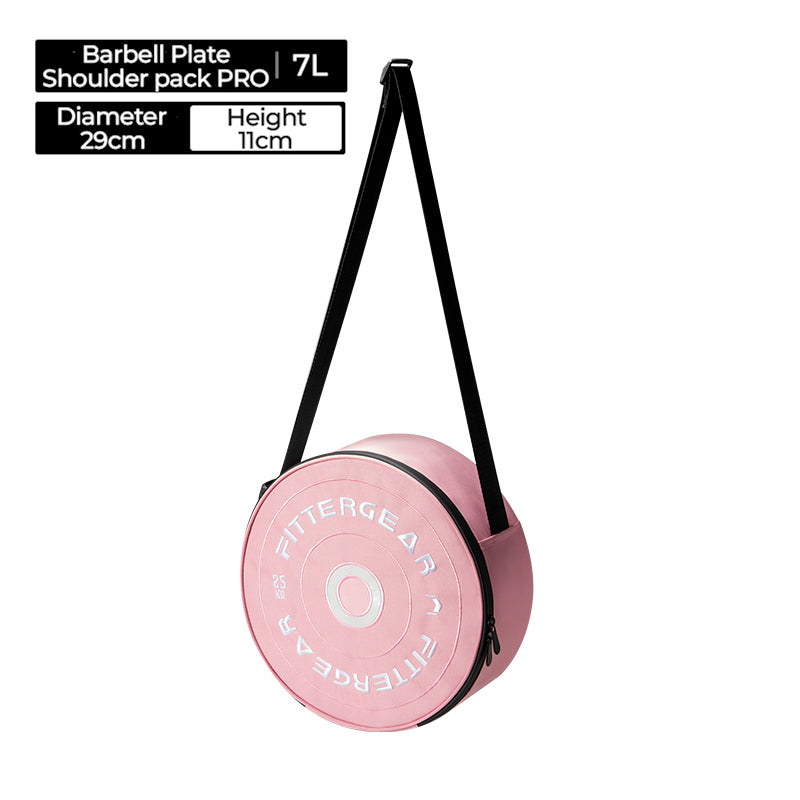 Barbell-shaped gym bag by Bean's Moto Booth designed for motorcycle enthusiasts, featuring durable construction and sporty style.