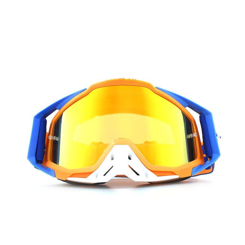 Bean's Moto Booth 100% Off-Road Motorcycle Goggles with clear lenses and adjustable strap, designed for motocross and off-road riding.
