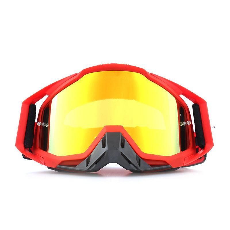 Motorcycle off-road goggles by 100%™ from Bean's Moto Booth, featuring clear lenses and adjustable strap for motocross safety.