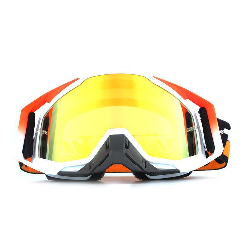 Bean's Moto Booth 100%™ off-road motorcycle goggles with clear lenses and adjustable strap for motocross riding.
