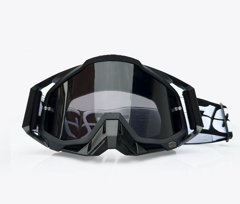 Bean's Moto Booth 100%™ motorcycle off-road goggles with clear lenses and adjustable strap, designed for motocross and dirt biking.