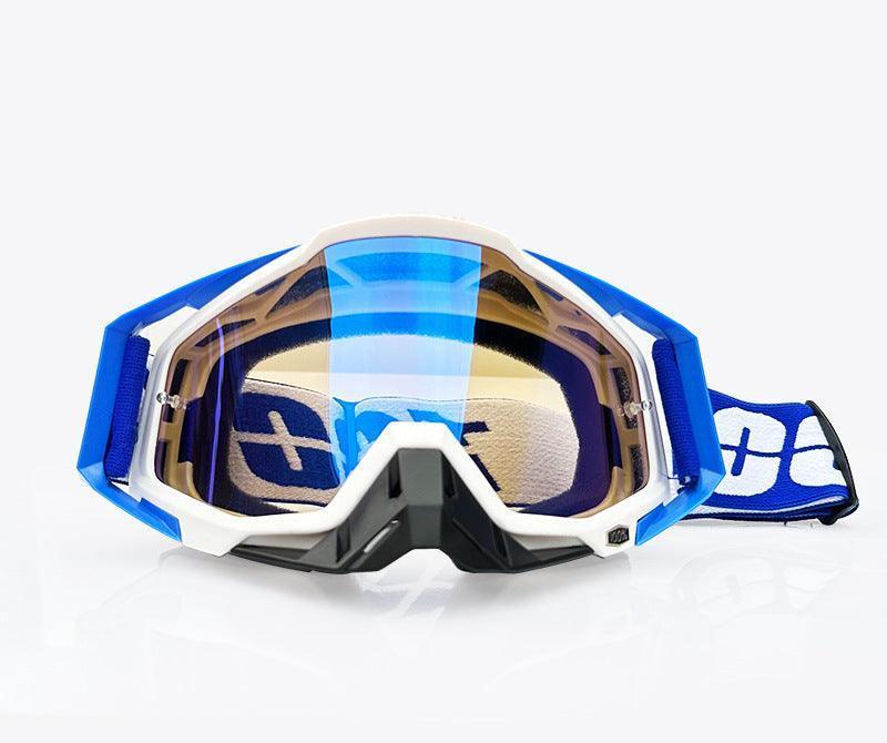 Bean's Moto Booth 100%™ off-road motorcycle goggles with clear lenses and adjustable strap for motocross riding.
