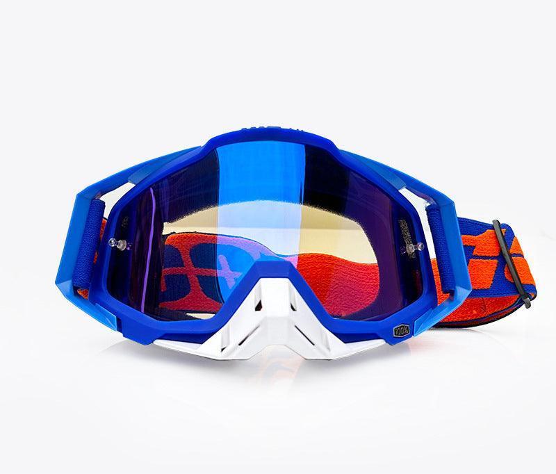Bean's Moto Booth 100%™ motorcycle off-road goggles with clear lenses and adjustable strap, designed for motocross and dirt biking.