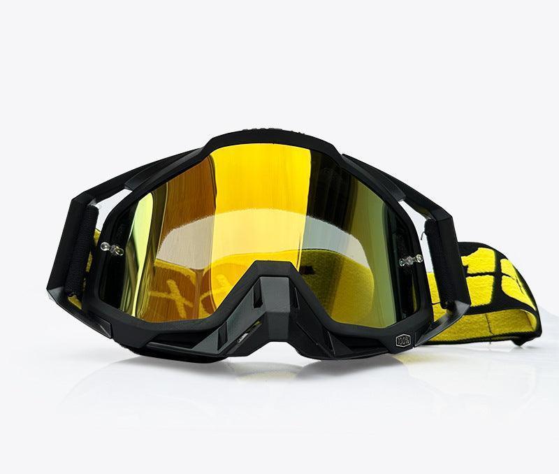 Bean's Moto Booth 100%™ off-road motorcycle goggles with tinted lenses and adjustable strap for motocross riding.