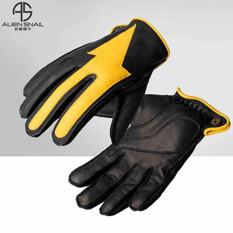 Black motorcycle gloves from Bean's Moto Booth with touchscreen-compatible sheepskin material, designed for comfortable riding.