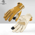 Black ALIEN SNAIL™ motorcycle gloves by Bean's Moto Booth with sheepskin leather and touchscreen compatibility, shown on a rider's hand.