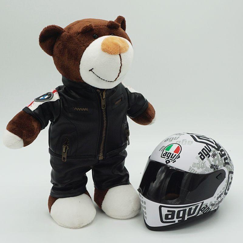 Decor motorcycle buddy helmet bear figure by Bean's Moto Booth, featuring a cute bear design with a helmet, perfect for motorcycle decor.