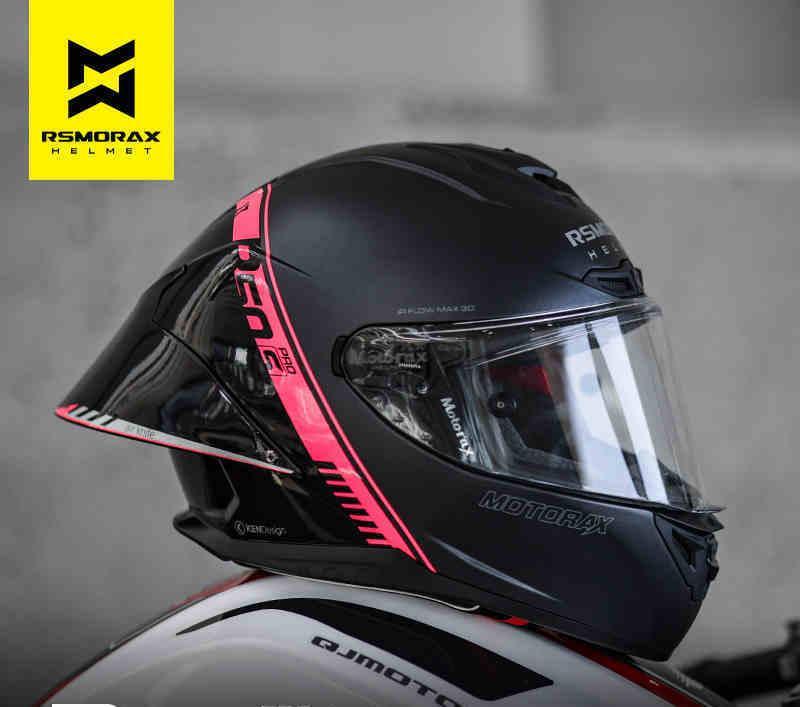 Bean's Moto Booth RSMORAX™ R50S PRO motorcycle riding helmet with sleek black and matte finish, featuring ventilation and aerodynamic design.