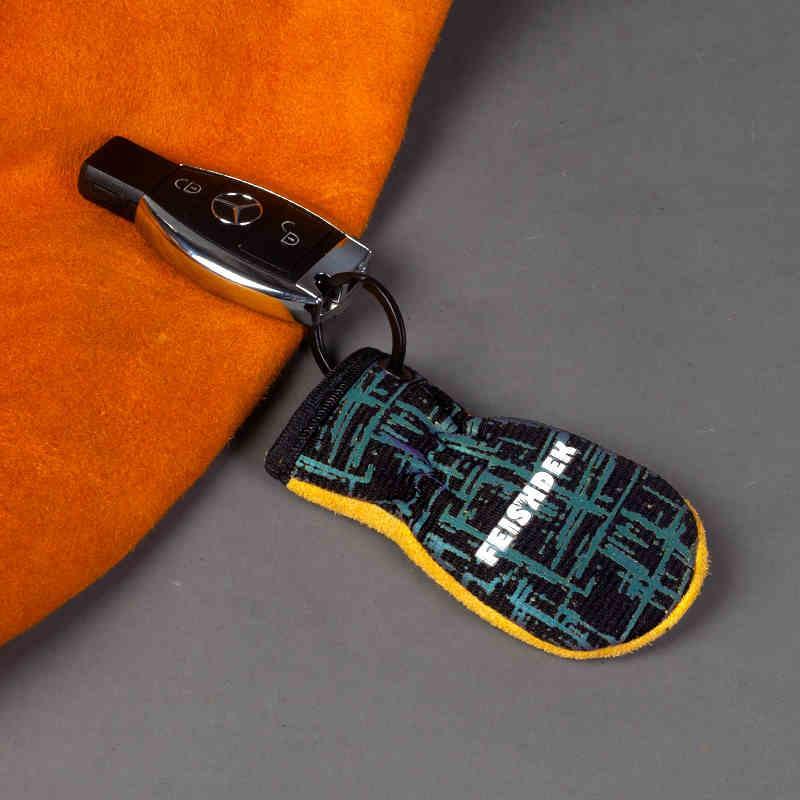 Vintage handcrafted leather motorcycle glove keychain from FEISHDEK™ with detailed leather design, ideal as a decorative accessory.