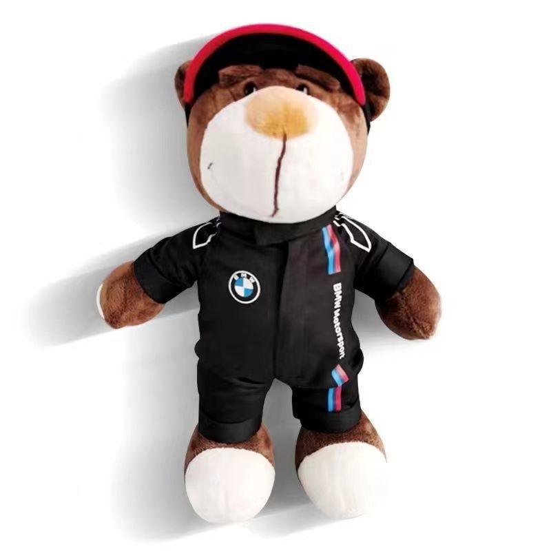 Decor motorcycle-themed Buddy Helmet Bear figurine by Bean's Moto Booth, featuring a cute bear wearing a motorcycle helmet.