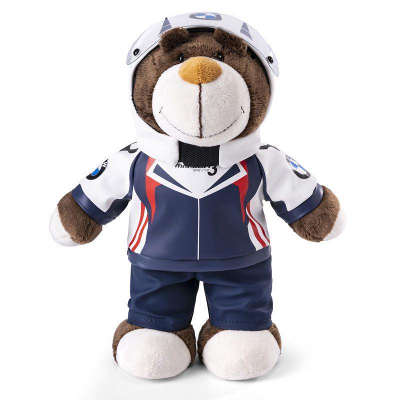 Decor motorcycle buddy helmet bear figure by Bean's Moto Booth, featuring a cute bear design with a helmet, ideal for motorcycle enthusiasts.