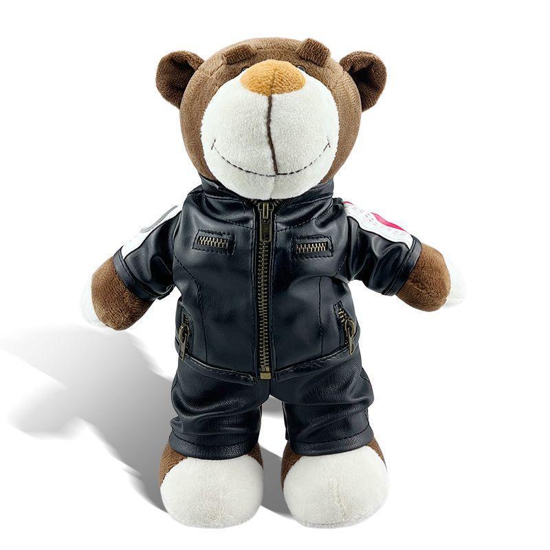 Decor motorcycle-themed bear helmet figure by Bean's Moto Booth, featuring a cute bear wearing a motorcycle buddy helmet.