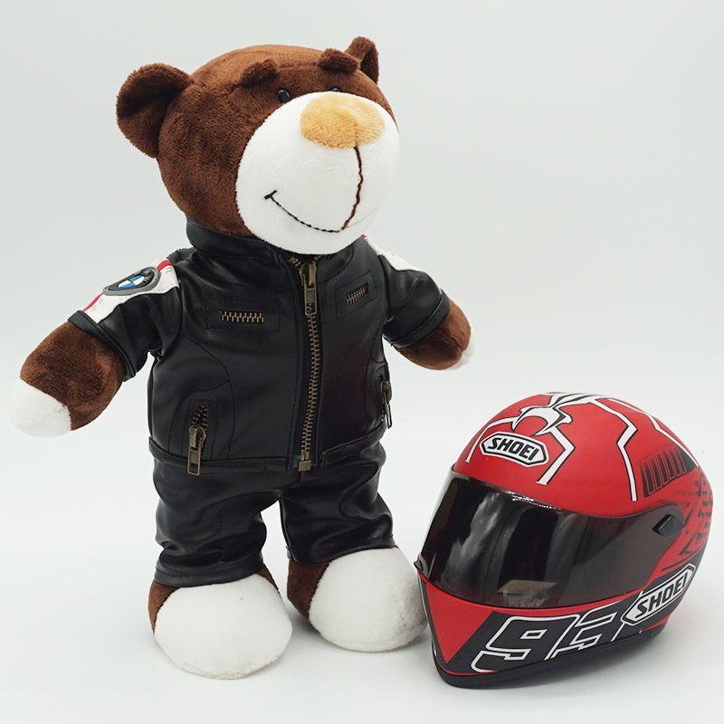 Decorative motorcycle-themed bear helmet figurine by Bean's Moto Booth, featuring a detailed bear wearing a motorcycle helmet.