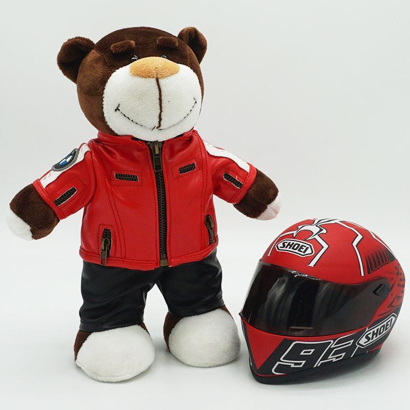 Decor motorcycle buddy helmet bear figurine by Bean's Moto Booth, featuring a cute bear in a motorcycle helmet for home decor.
