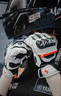 Seivi™ motorcycle carbon fiber leather gloves with reinforced knuckles and adjustable straps, designed for safety and comfort.