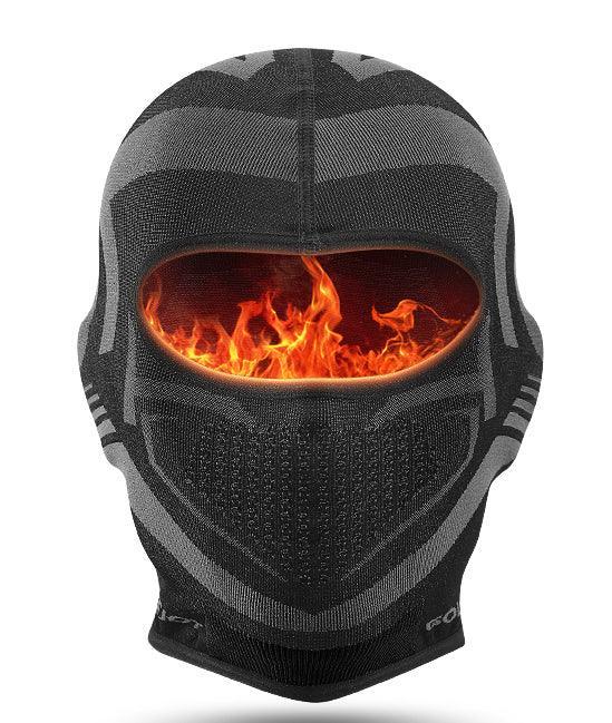 Winter windproof motorcycle balaclava from Bean's Moto Booth, thickened for warmth and protection, shown covering the head and face.