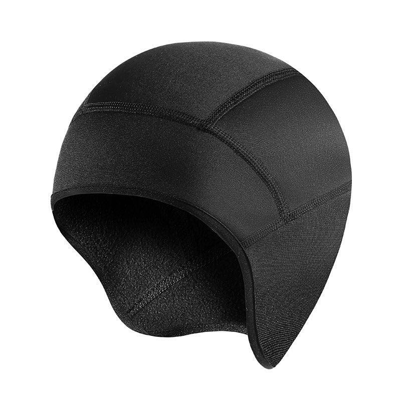 Bean's Moto Booth motorcycle helmet winter inner liner thermal cap, soft fleece interior for warmth and comfort during cold rides.