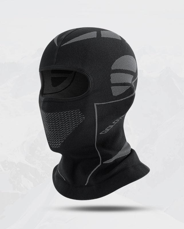Bean's Moto Booth windproof winter motorcycle balaclava in thick, warm fabric, covering the head and face for cold weather riding.