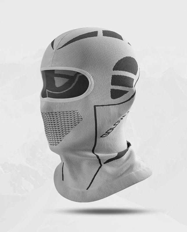 Bean's Moto Booth winter windproof thickened motorcycle balaclava, close-up view showing full coverage and fleece lining for cold weather.