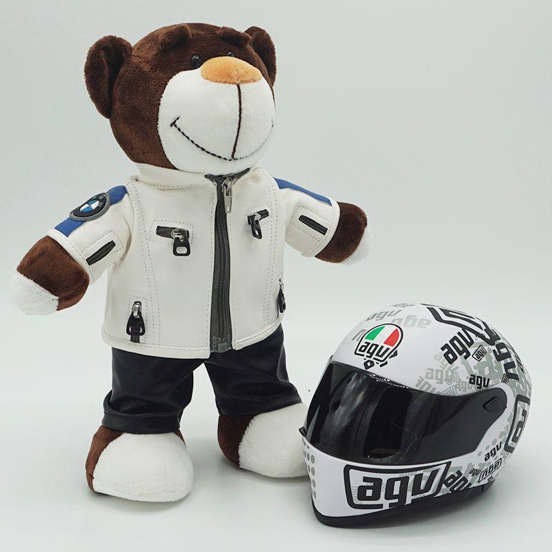 Decor motorcycle buddy helmet bear figurine by Bean's Moto Booth, featuring a playful bear design with a motorcycle helmet.