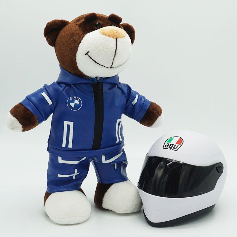 Decorative Motorcycle Buddy Helmet Bear figurine by Bean's Moto Booth, featuring a cute bear wearing a motorcycle helmet.