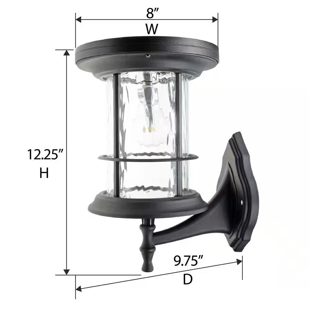 HomePacific outdoor solar LED light mounted on pole or wall, providing 100 lumens for yard path lighting.
