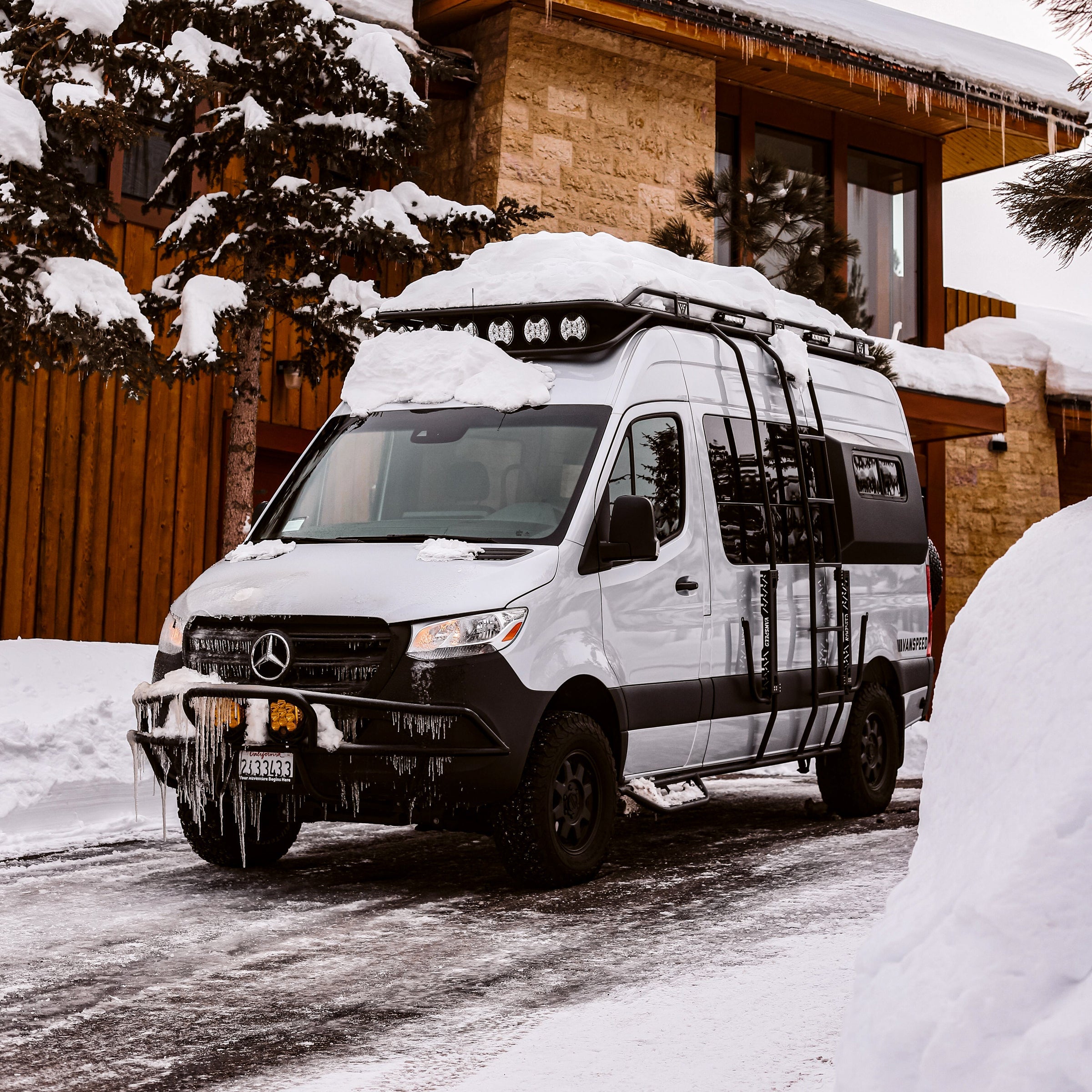 Sprinter Baja Bumper by The Van Mart, showcasing a rugged design for enhanced van exterior protection and style.