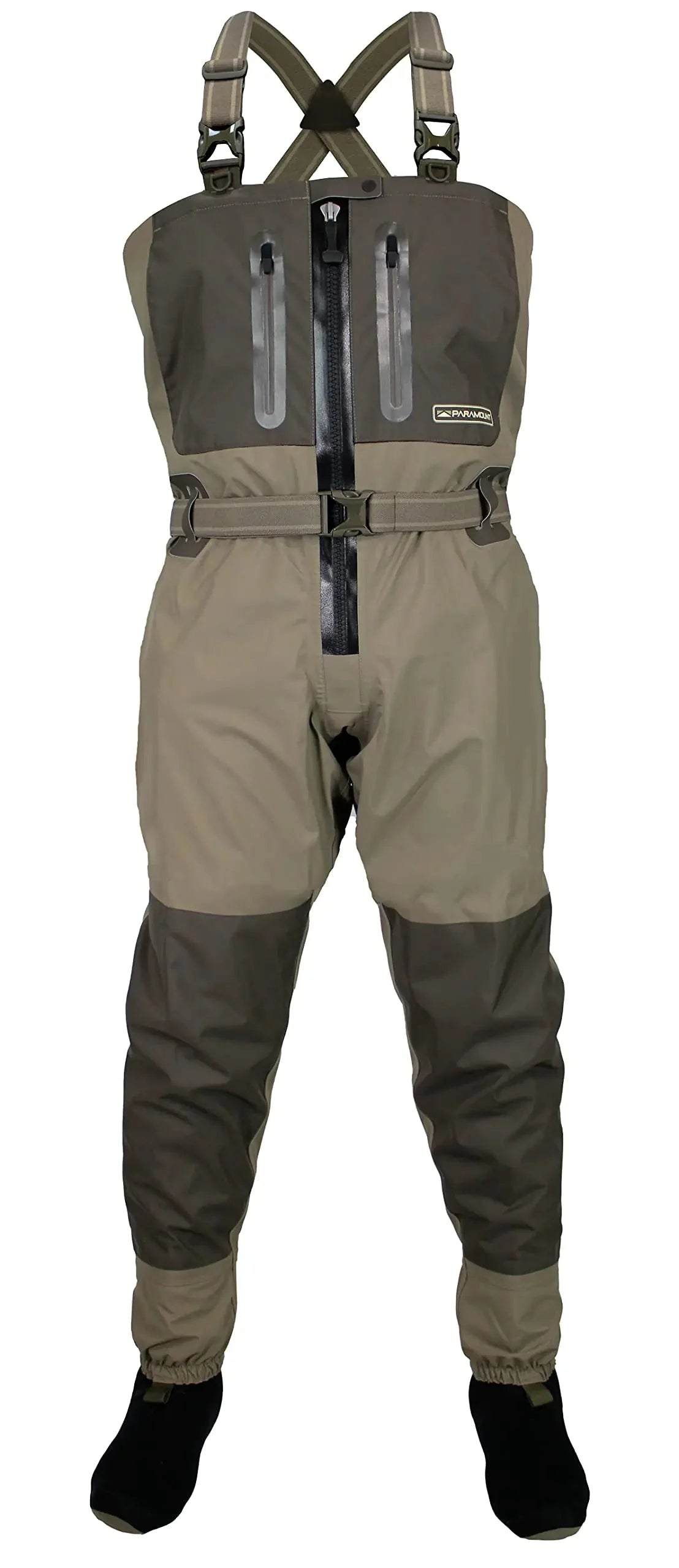 Wet suit with suspenders on a white background