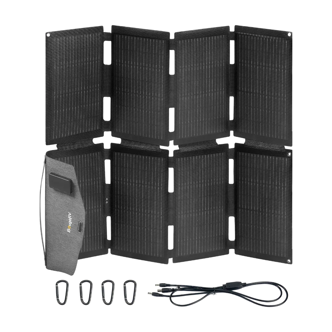 Green Vista Living BougeRV CRD2 dual zone solar battery portable fridge kit with control panel and cooling vents.