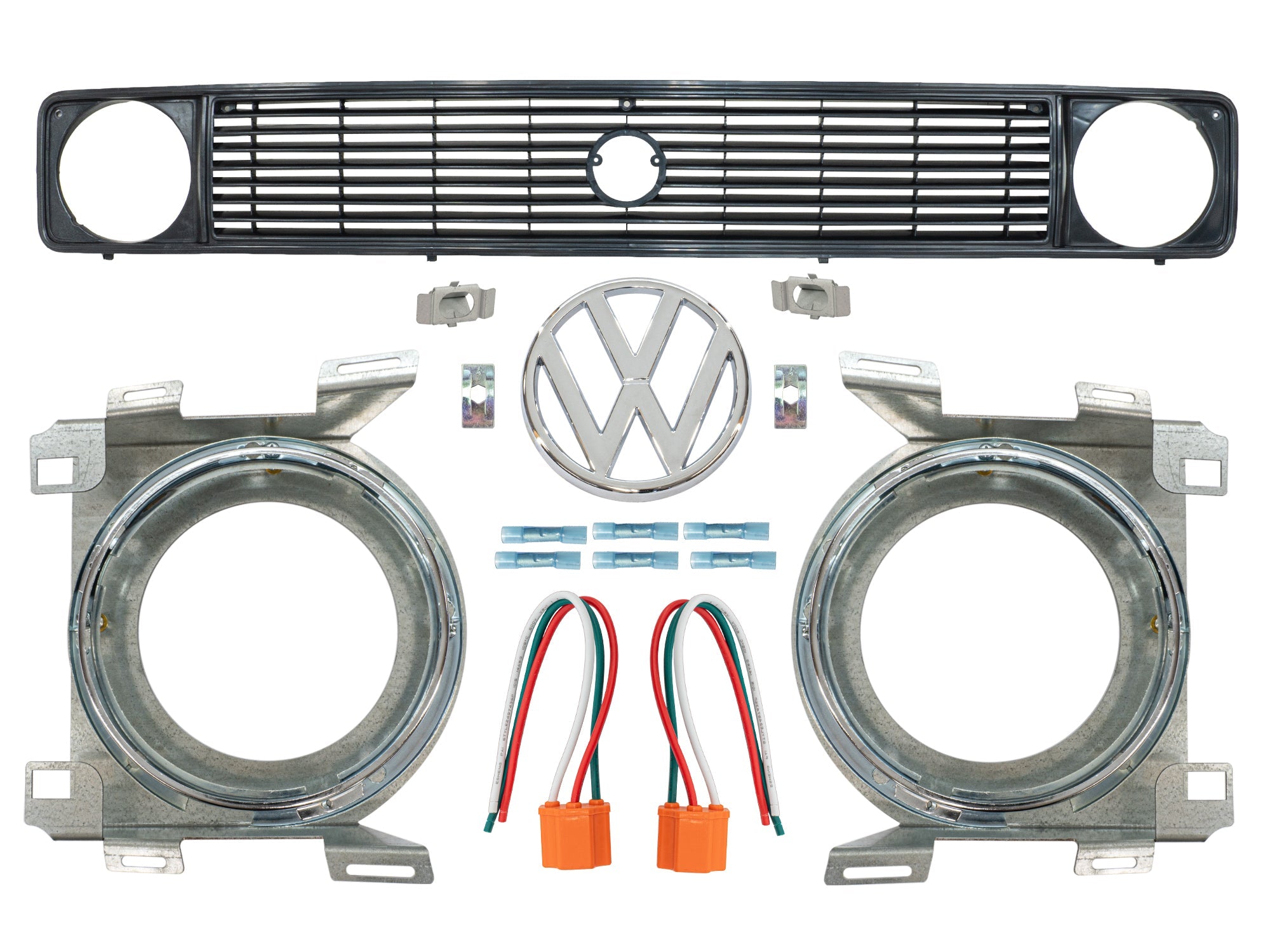Square-to-Round Headlight Grille Kit [Late Vanagon] - OVERLANDERS Outfitter