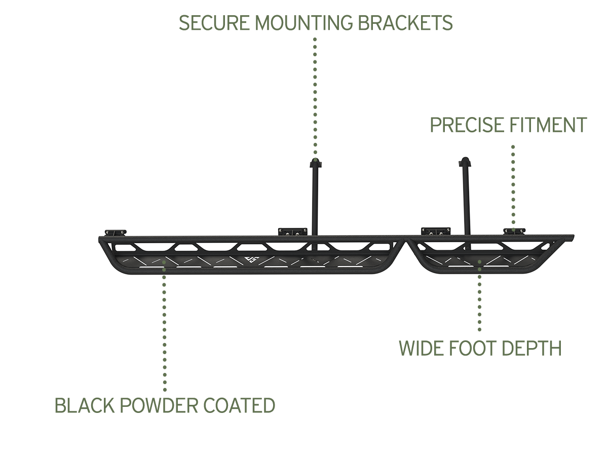 Vanspeed Sprinter side steps in sleek design, showcasing durable construction for easy access to van interiors.