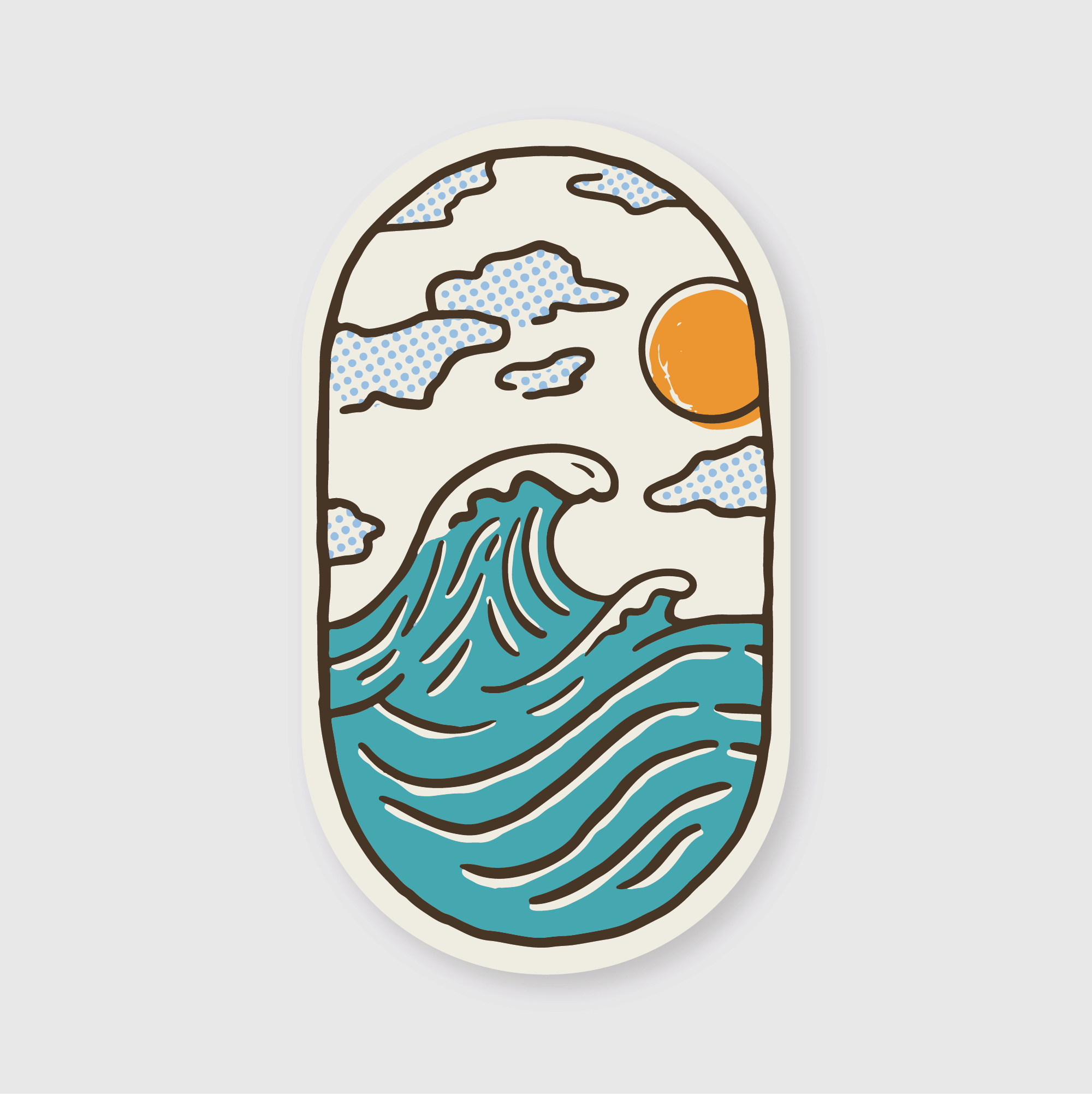 Wave Sketch Sticker by Pike Street Press featuring a hand-drawn ocean wave design on a sticker background.