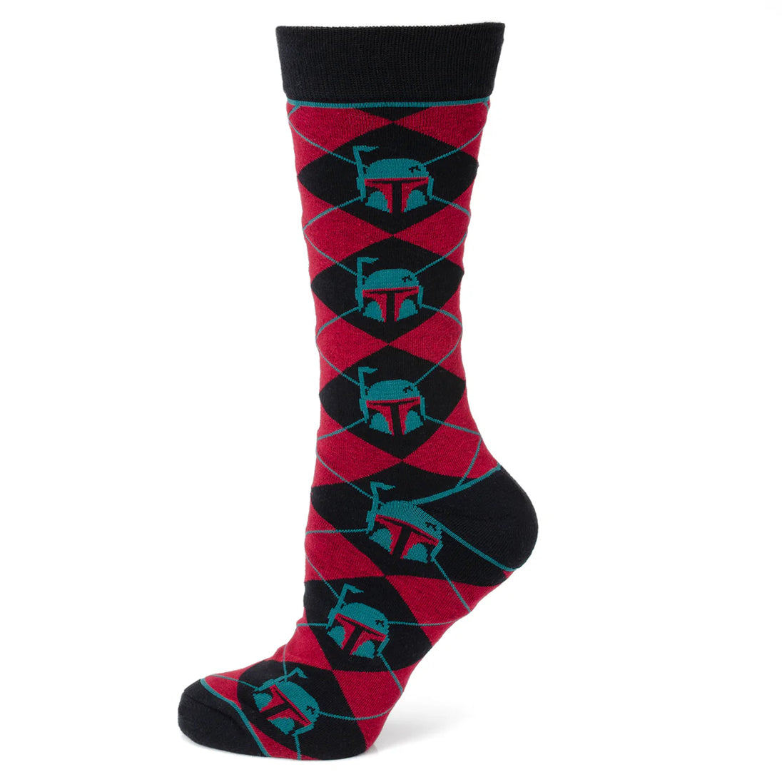 Star Wars Boba Fett Maroon and Black Argyle Socks and Crest Lapel Pin Gift Set - OVERLANDERS Outfitter