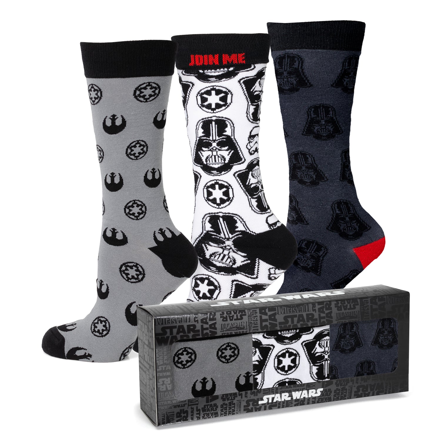 Star Wars Darth Vader Black, White, and Gray Dress Socks and Lapel Pin Gift Set - OVERLANDERS Outfitter