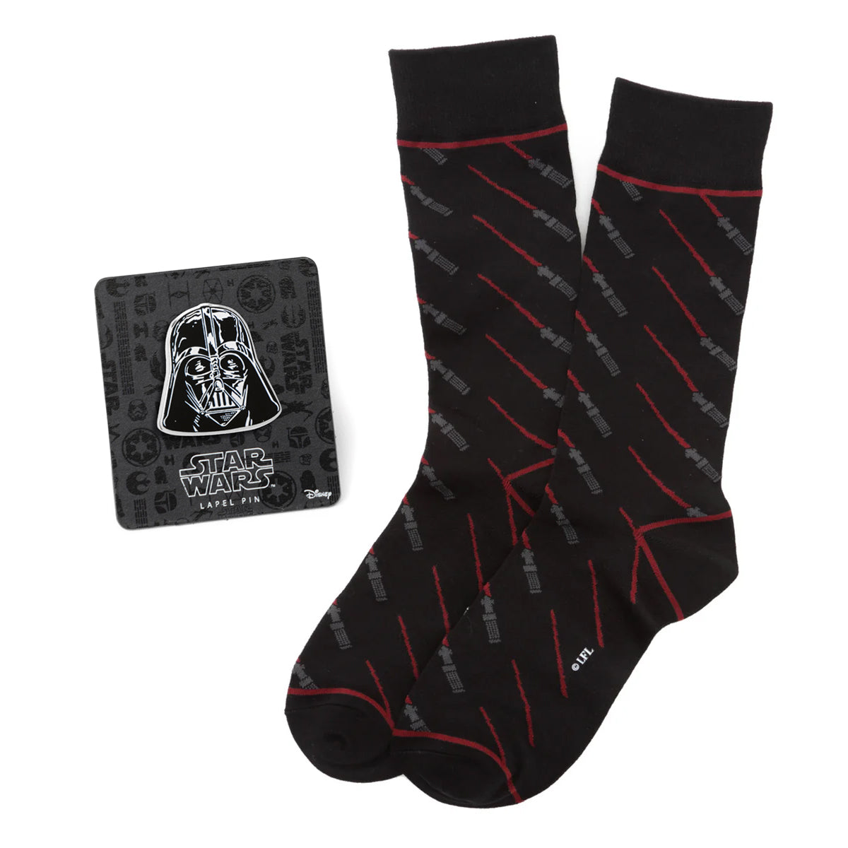 Star Wars Darth Vader LIGHTSABER Black Socks and Lapel Pin Gift Set - OVERLANDERS Outfitter