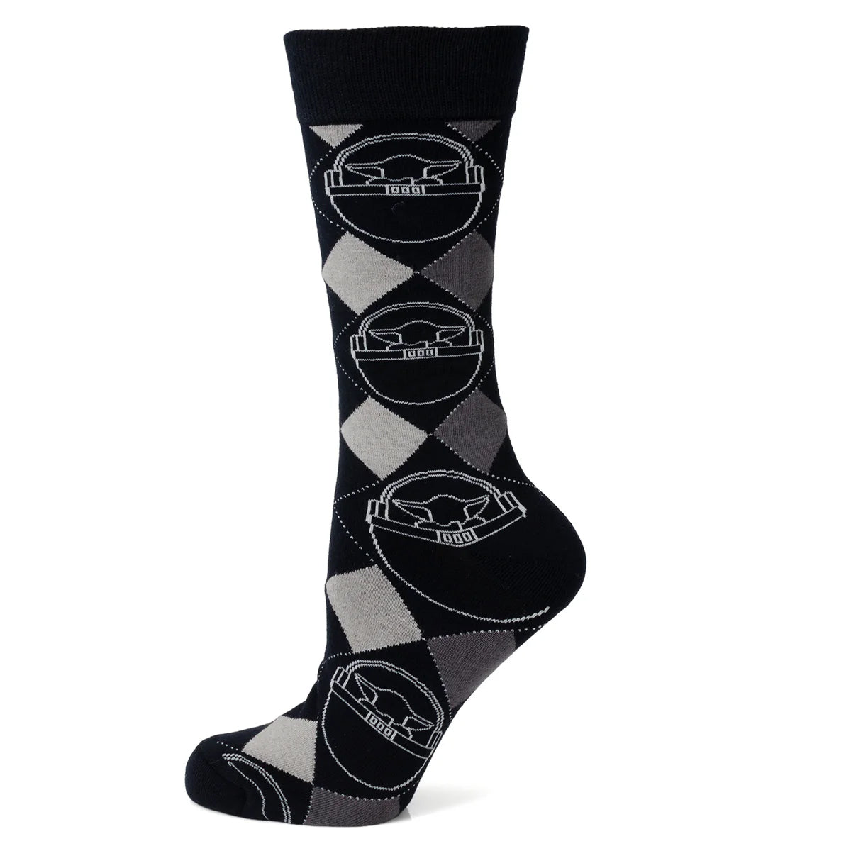 Star Wars Grogu Charcoal Gray Argyle Socks and Lapel Pin Gift Set - OVERLANDERS Outfitter