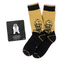 Star Wars C-3PO Dress Socks and R2-D2 Lapel Pin Gift Set - OVERLANDERS Outfitter